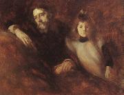 Eugene Carriere Alphonse Daudet and his Daughter Norge oil painting reproduction